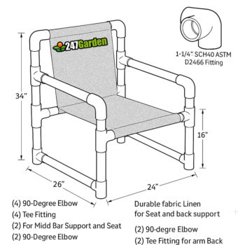 Make DIY Chair with PVC Fittings with 90-Degree Elbows and Tees