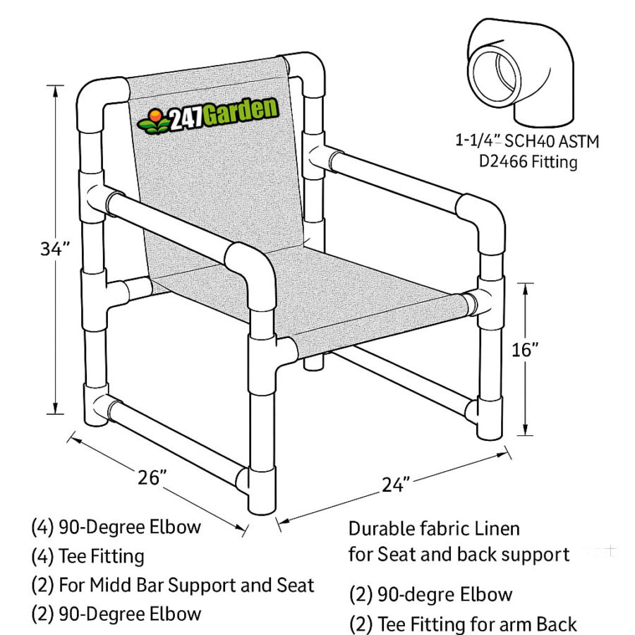 Make DIY Chair with PVC Fittings with 90-Degree Elbows and Tees
