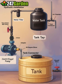 247Garden Hydraulic Installation: Connecting a Water Tank to a Reservoir
